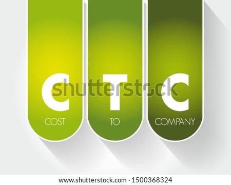 CTC Cost To Company - total salary package of an employee, acronym text concept background