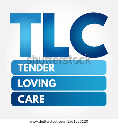 TLC - Tender Loving Care acronym, concept background