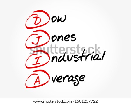 DJIA - Dow Jones Industrial Average acronym, business concept background