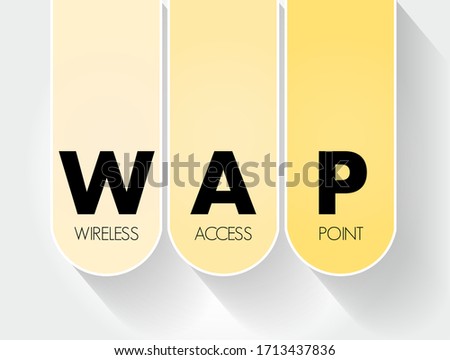 WAP - Wireless Access Point is a networking hardware device that allows other Wi-Fi devices to connect to a wired network, acronym text concept background