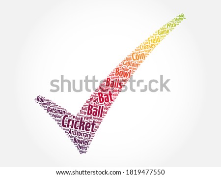 Cricket check mark word cloud collage, sport concept background