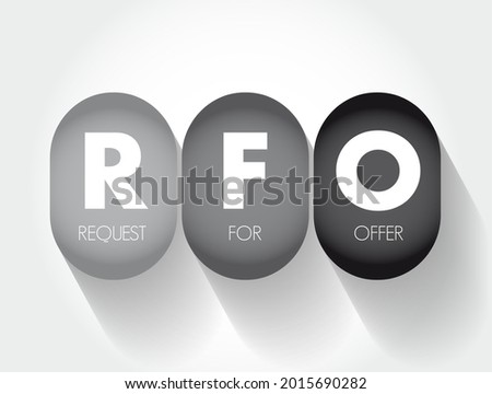 RFO Request For Offer - open and competitive purchasing process whereby an organization requests the submission of offers in response to specifications, acronym text concept background