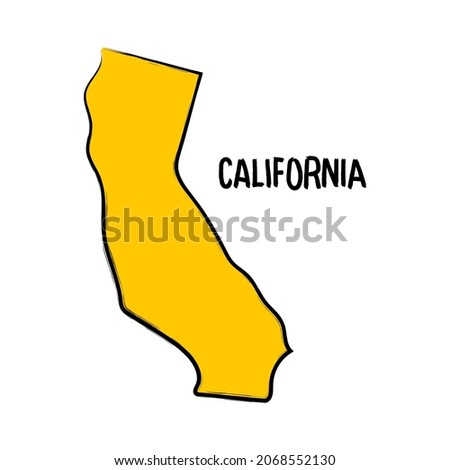 California map outline, hand drawn silhouette design background