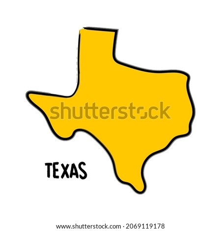 Texas map outline, hand drawn silhouette design background