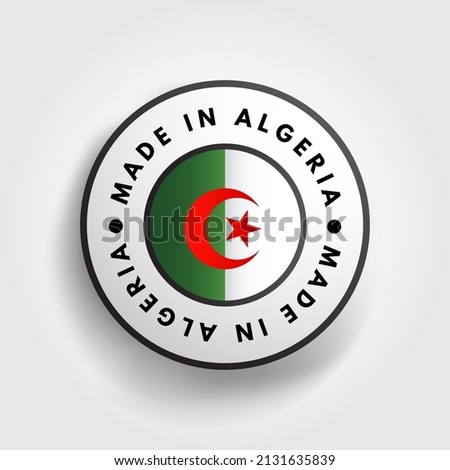 Made in Algeria text emblem badge, concept background