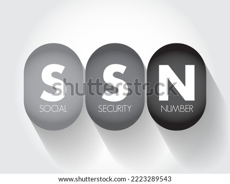 SSN - Social Security Number acronym, concept background