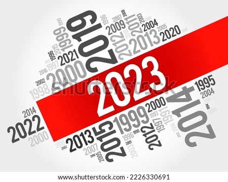 2023 New Year and previous years word cloud collage