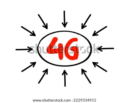 4G - fourth generation cellular data text with arrows, technology concept background