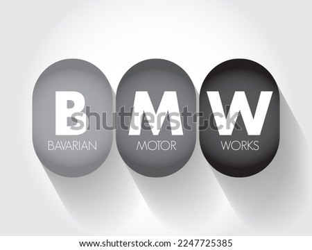 BMW - Bavarian Motor Works acronym, concept background