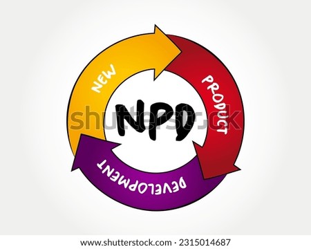 NPD New Product Development - complete process of bringing a new product to market, acronym process concept for presentations and reports