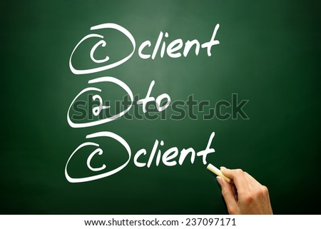 Hand drawn Client To Client (c2c), business concept acronym on blackboard