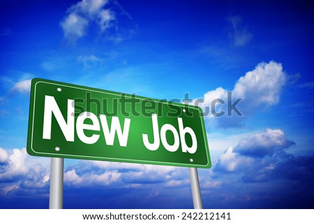 New Job Green Road Sign, Business Concept