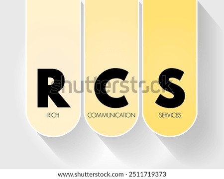 RCS - Rich Communication Services, it is a communication protocol aimed at enhancing traditional SMS with more advanced messaging features, acronym text concept background