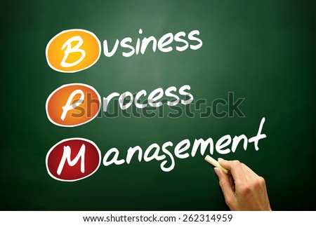 Business process management ( BPM ) acronym, concept on blackboard