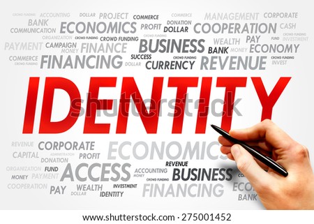 IDENTITY word cloud, business concept