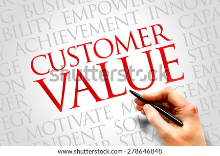 Customer Value word cloud, business concept