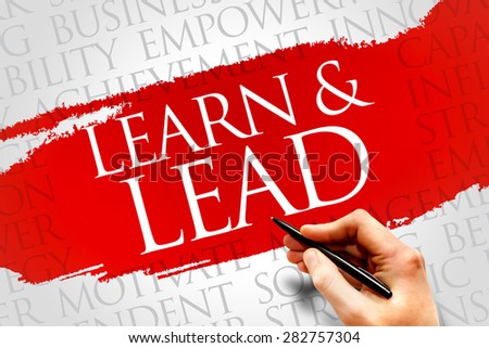 Learn and lead word cloud, business concept