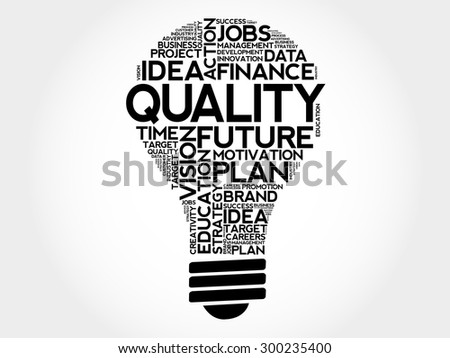 QUALITY bulb word cloud, business concept