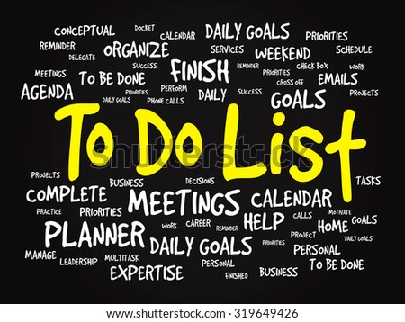 TO DO LIST Word cloud,  business concept background