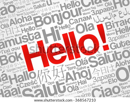 Word HELLO in different languages, presentation background