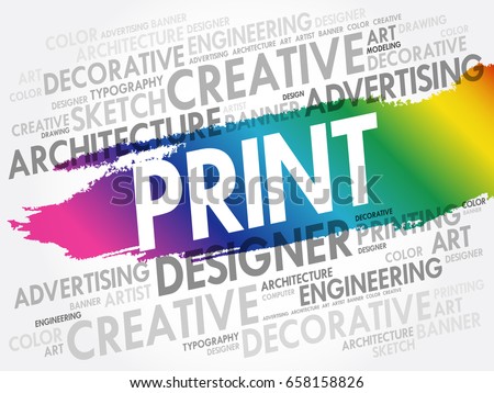 PRINT word cloud, creative business concept background