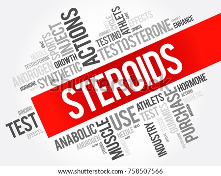 Steroids - is an organic compounds with four fused rings arranged in a specific molecular configuration, word cloud concept background