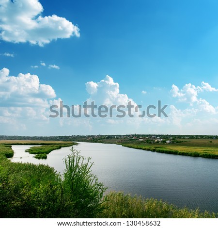 big river and blue cloudy sky