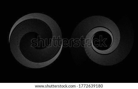 Spiral with gray lines different colors as dynamic abstract vector background or logo or icon