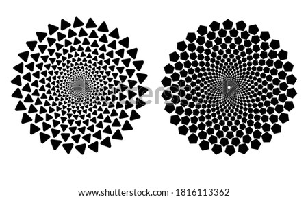 Halftone round as icon or background. Abstract vector circle frame with triangles as logo or emblem. Circle border isolated on the white background for your design.