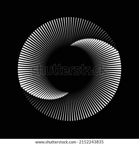 Abstract background with rotating lines. Spiral with two parts of lines set.