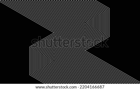 Abstract art lines background. Monochrome white stripes like letter Z.