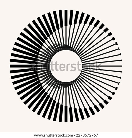 Radial lines with different thicknesses in a circle. Can be used for badge, logo or tattoo.