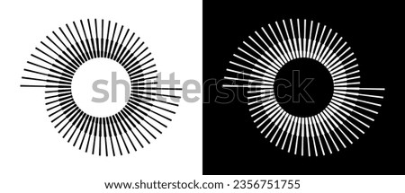 Abstract background with lines in circle. Creative spiral as logo or icon. Black lines on a white background and white lines on the black side.