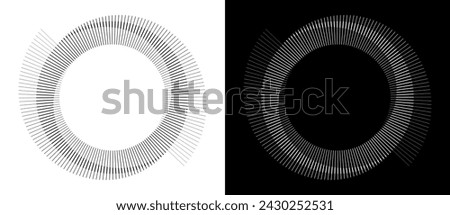 Spiral with lines as dynamic abstract vector background or logo or icon. Yin and Yang symbol. Design element or icon. Black shape on a white background and the same white shape on the black side.