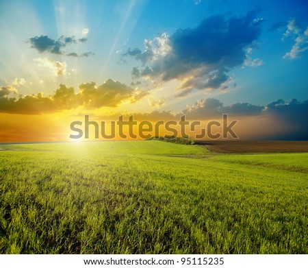 Similar – Image, Stock Photo sunset over agricultural fields near Bergheim