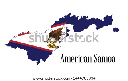 Silhouette map of the Amerian Samoa island on a white background