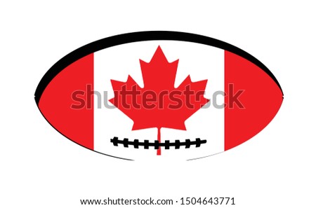 Flag of Canada inset into a typical rugby ball oval