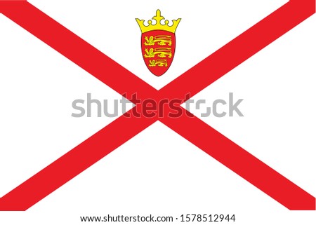 Flag of the United Kingdom island of Jersey in the English Channel