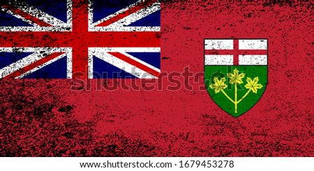 The Provincial Flag Of Ontario Canada with motif and Union Flag with grunge FX