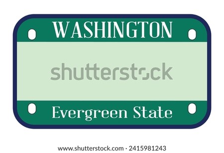 Washington State USA motorcycle licence license plate over a white background with Ride and Live Today text