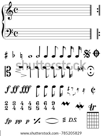 A selection of musical notes and symbols.