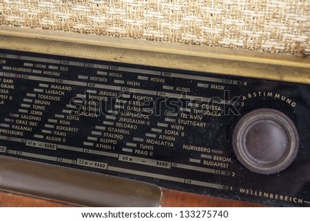 vintage old radio in white background