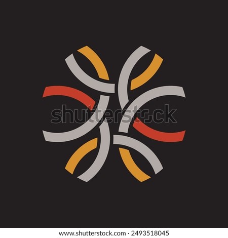 Modern Interlaced Motif. Circular Intertwined Vector Icon. Symbol of Strength and Unity.