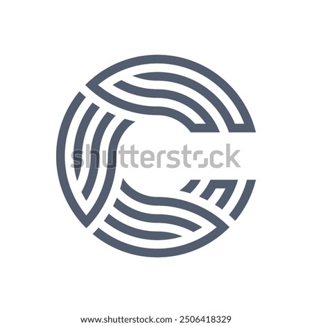 Letter C Technology Logo. Creative Tech Logo. Line Art Letter Concept.