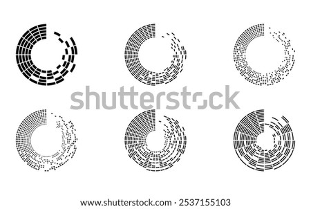 Dispersed Hoops. Dissolved Rectangular Segments Within Circle.