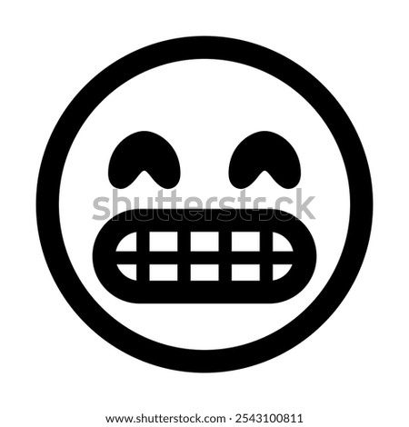 Stylized Grimacing Face Emoji. Face Showing Clenched Teeth And Closed Eyes. Popular Chat Element.