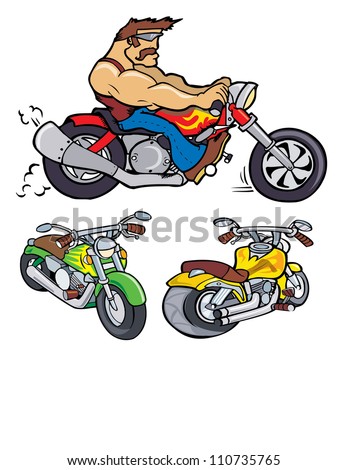 Cartoon Motorcycles fun vector illustration clip art