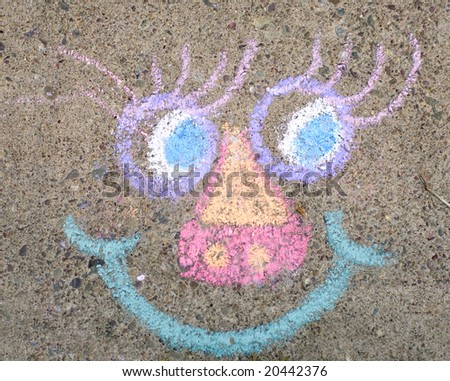 Colored chaulk drawing on concrete sidewalk
