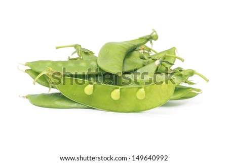 Snow peas on white background