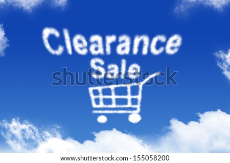 Clearance sale - cloud word on blue sky background